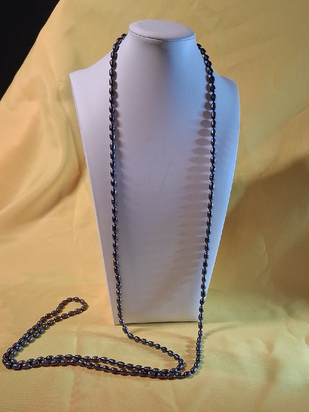 66 InchElegant Long Black Pearl Bead Necklace - Women Jewelry